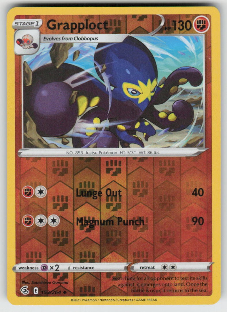 Grapploct 153/264 Uncommon Fusion Strike Pokemon Reverse Holo Near Mint