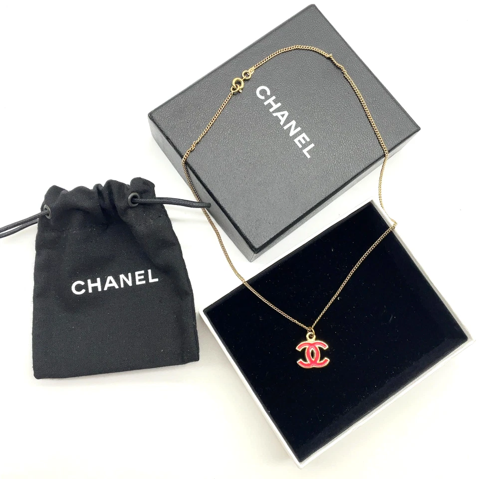 Auténtico collar colgante Chanel Ryomen marca de coco GP rojo 94A caja SK070520 Foto 2 de 4