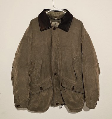 Vtg Rainforest Down Jacket Mens XL Leather Collar Removable Liner Barn Puffer 