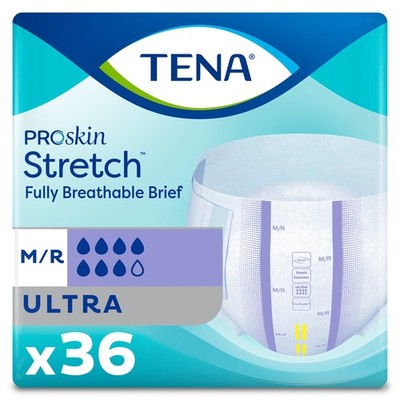 TENA ProSkin Stretch Ultra Incontinence Brief M Breathable 67802 55 36 Ct