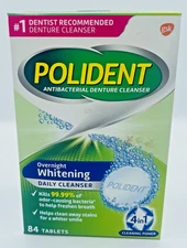 Polident Overnight Whitening Triple Mint Freshness Denture Cleaner Tablets - 84
