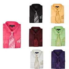 Men's fashion dress shirt 60 Cotton 40 Polyester Collar Check with Tie AH623