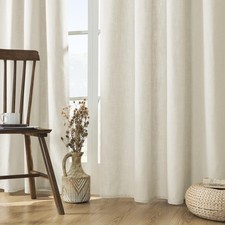 Linen Curtains 96 inch Length 2 Panel Set, Light Filtering Curtain for Living...
