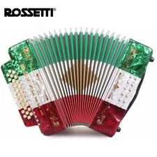 Rossetti 3112 FBE FA 31 Button Diatonic Accordion - RED WHITE GREEN + CASE