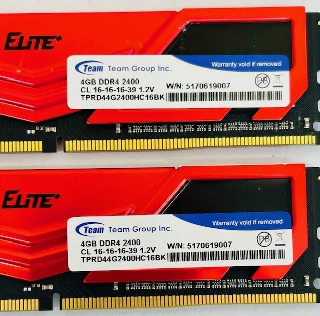 8GB (2x4GB) Team Group Elite TPRD44G2400HC16BK 2400MHz DDR4 Computer Memory Kit - Image 3 of 4