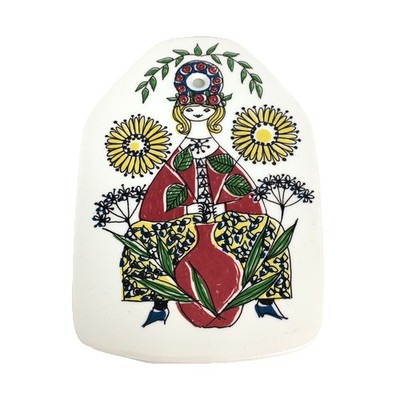 Figgjo Flint Turi Design Mons Og Mille Wall Plaque Decor Floral Lady Norway Vtg