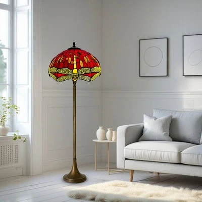 AUROH Rote Stehlampe Tiffany Stil Buntglas Lampe für Zuhause Wohnzimmer Schlafzimmer