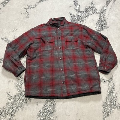 Rugged Elements Mens Size XXL Red Gray Plaid Flannel Shirt Jacket