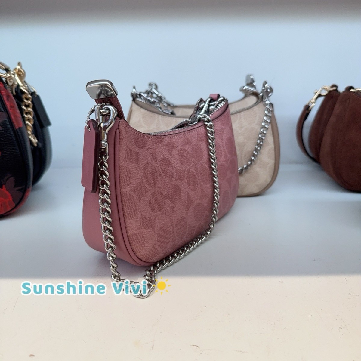 NWT Coach Teri Mini Crossbody Bag In Signature Canvas CW323 Dusty