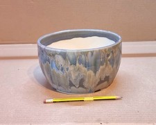 ⚡️ Handmade Bonsai Catcus Pot – Storm Blue & Moody Earth Round Drum Style Effect
