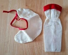 Vintage Barbie Clone Wear Strapless White Sheath Red Velvet Band & Overskirt