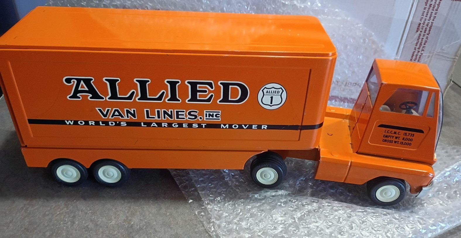Tonka allied  moving company semi truck trailer steel toy 1970's era 16