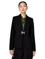 Halston Women's Halston H Closure Woven Office Workwear Blazer - Size:6 -Black