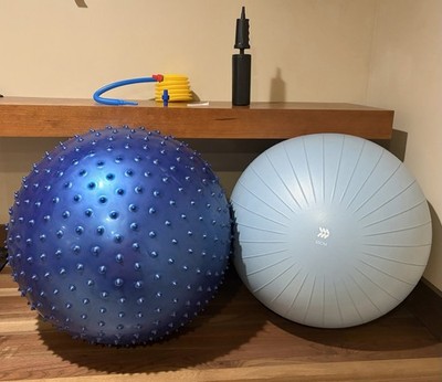 Exercise Ball Bundle 55cm Stability Ball + Textured Massage Balance Ball w/ Pump
