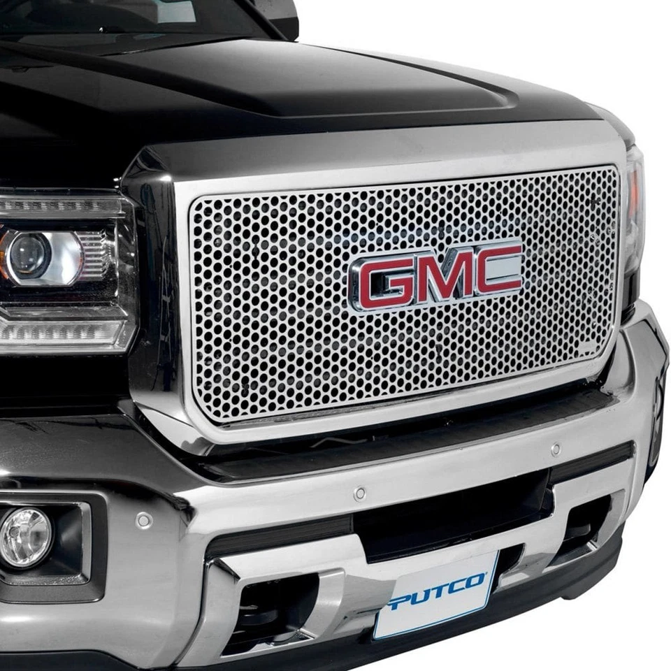 For GMC Sierra 2500 HD 15-19 1-Pc Polished Round Punch CNC Machined Main Grille - Image 3 of 4