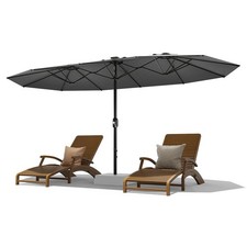 13ft Rectangular Patio Umbrella Double-Sided UPF 50 Fade Resistant Gray