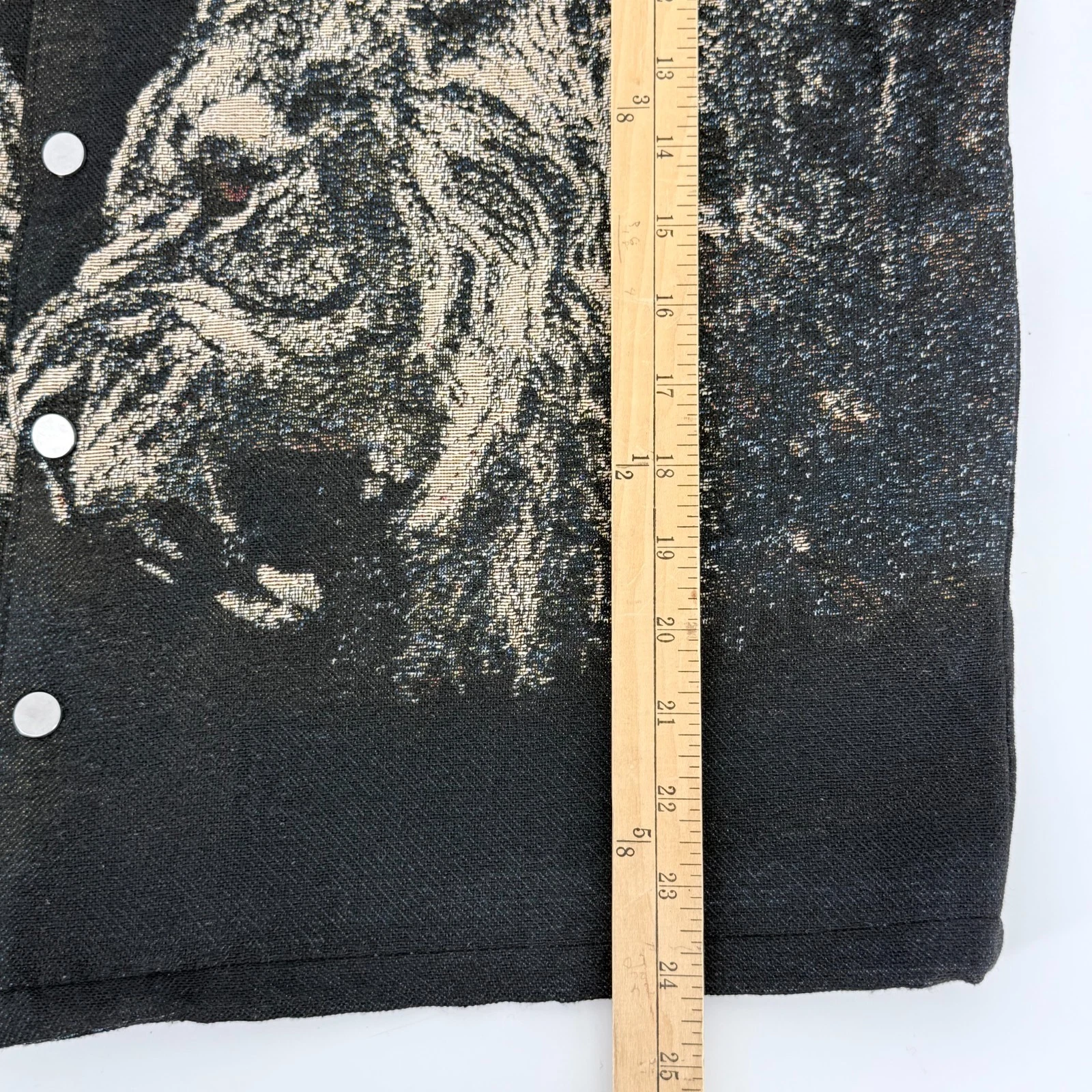 Novamen Tapestry Lion Jacket L Woven Graphic Black Denim Look Streetwear Shacket - product detail image 8