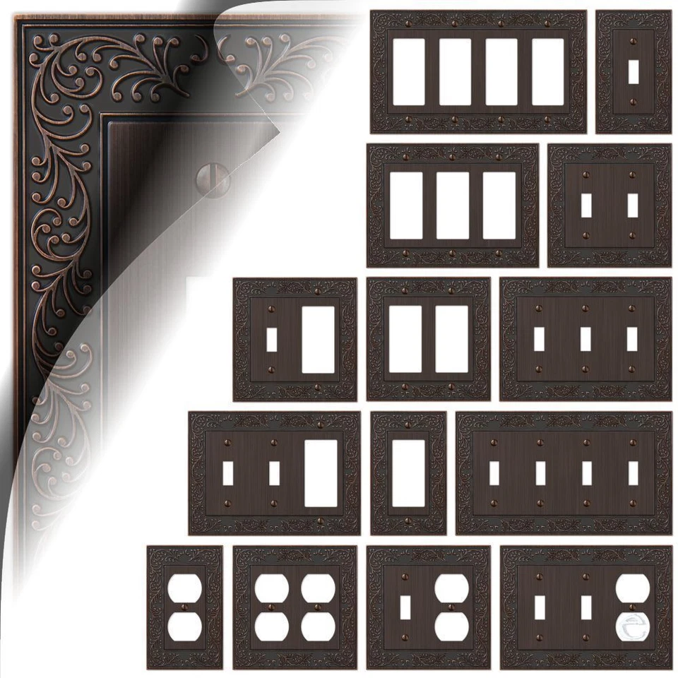 AMERELLE English Garden Aged Bronze Oil Rubbed Switch Plates (Discontinued)