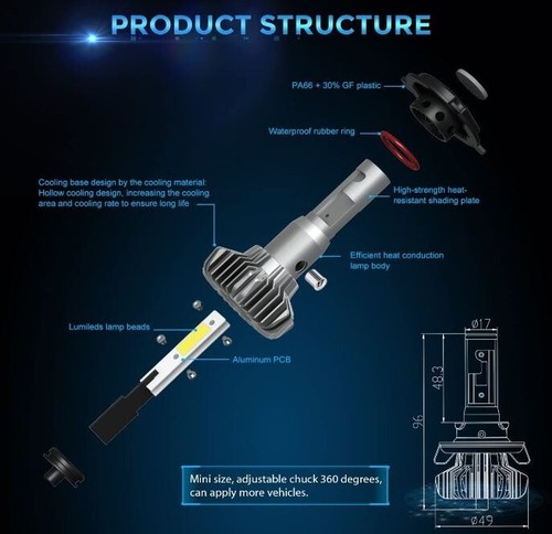 H13/9008 LED Headlight Bulbs Hi/Lo Beam Conversion Kit, Autofeel S9 series Super - Picture 3 of 6