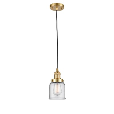 Innovations 52 Small Bell 1-Lt Corded Mini Pendant, S Gold/Clear - 201C-SG-G52