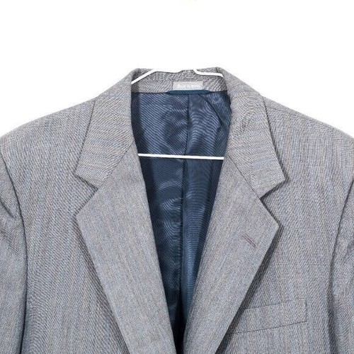 Vintage Gray Downing Street Hand Tailored Mens Wool Blazer Size 40R With Blue Li - Afbeelding 2 van 6
