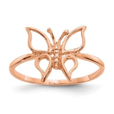 14k Rose Gold Polished Butterfly Ring Size 7 for Women 1.59gm