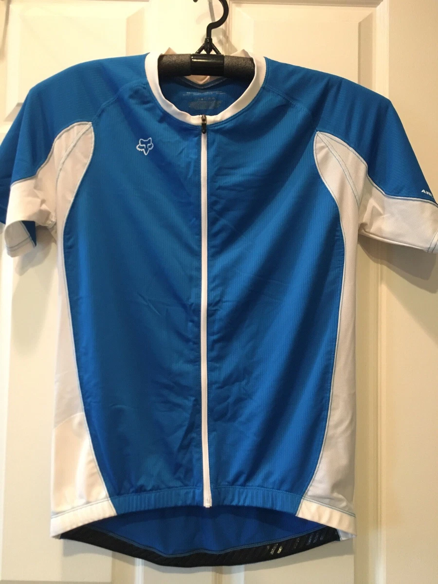 Fox Racing Jersey Blue Size L Cycling Jersey Shirt Air Cool Full Zip 3 Pockets