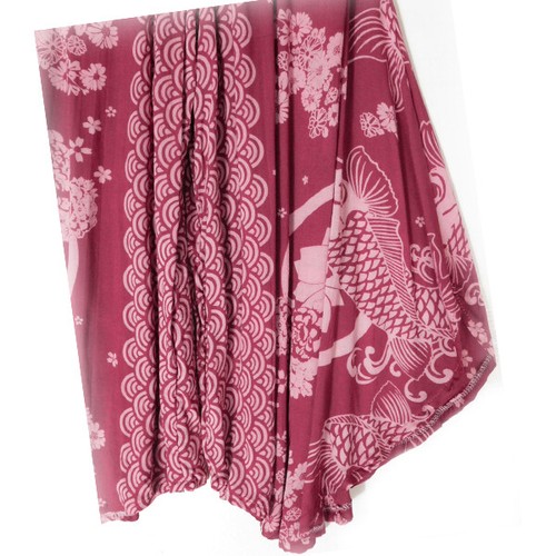 Pantaloni larghi Hakama modello carpa grandi rosa rayon Giappone Asia Boho Hippy - Foto 4 di 13