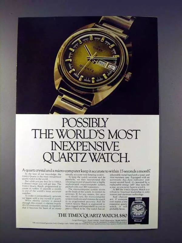 1973 Timex Quartz Watch Ad Most Inexpensive eBay