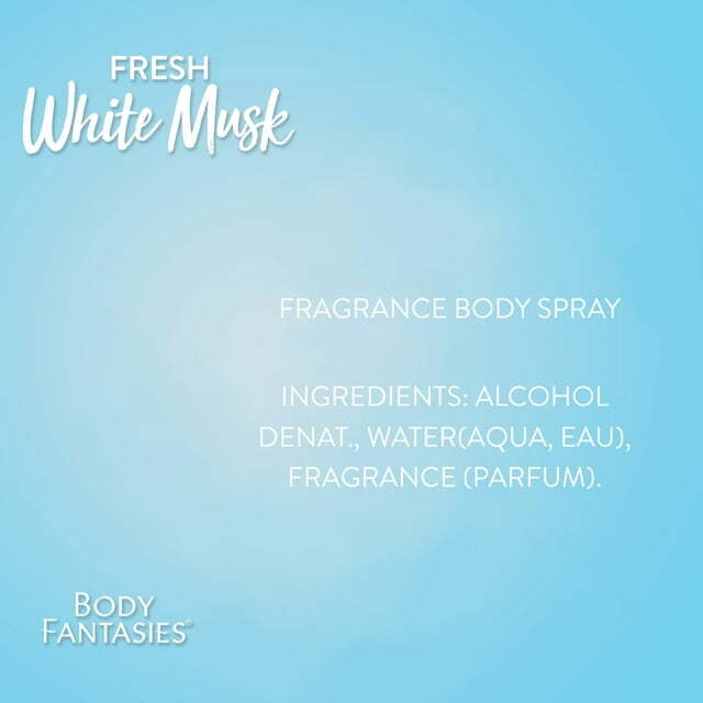 Body Fantasies Fragrance Body Spray Fresh White Musk for Women 8 Ounce 6 Pack