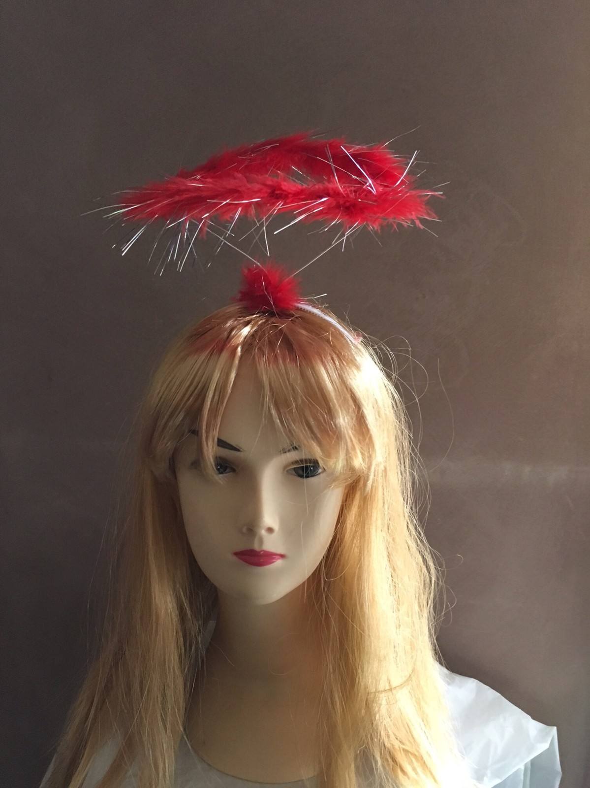 Black White Red Angel Halo halo ring with feathers fairy angel costume party eBay