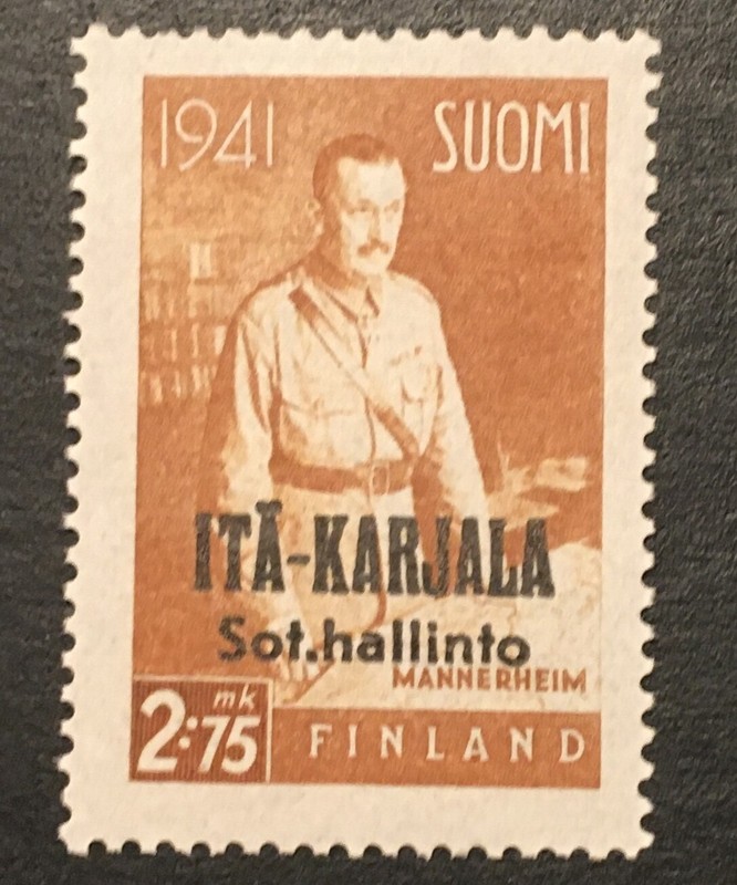 Field Marshal Mannerheim Finnish Kerelia WWII Era Mint Overprinted Stamp 1941