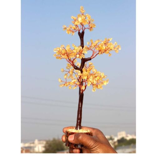 Lemon Citrine Crystals 300+ Copper Branches Bonsai Money Tree Decor 10.5" JW - Picture 3 of 5