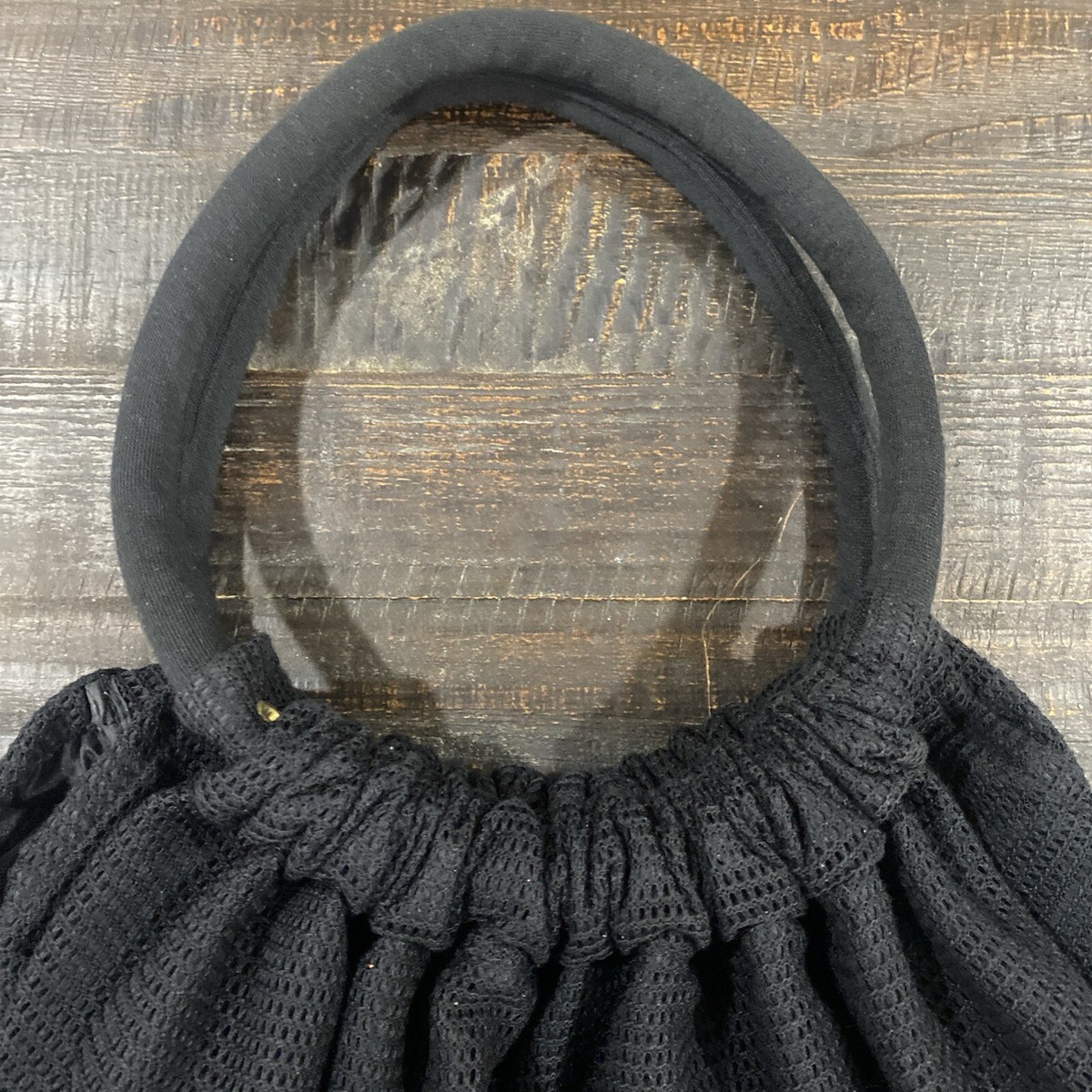 Vintage 80s Mesh Lined Black Purse Bag by sweats dd bi chego Super