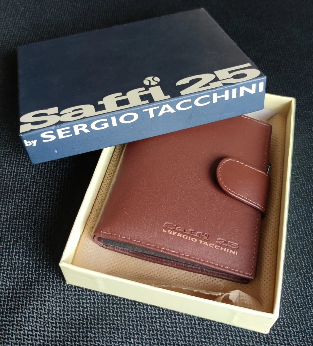 SERGIO TACCHINI Portafoglio Uomo In Vera Pelle Saffiano, Sottile Con  Portatessere Dimensione Slim