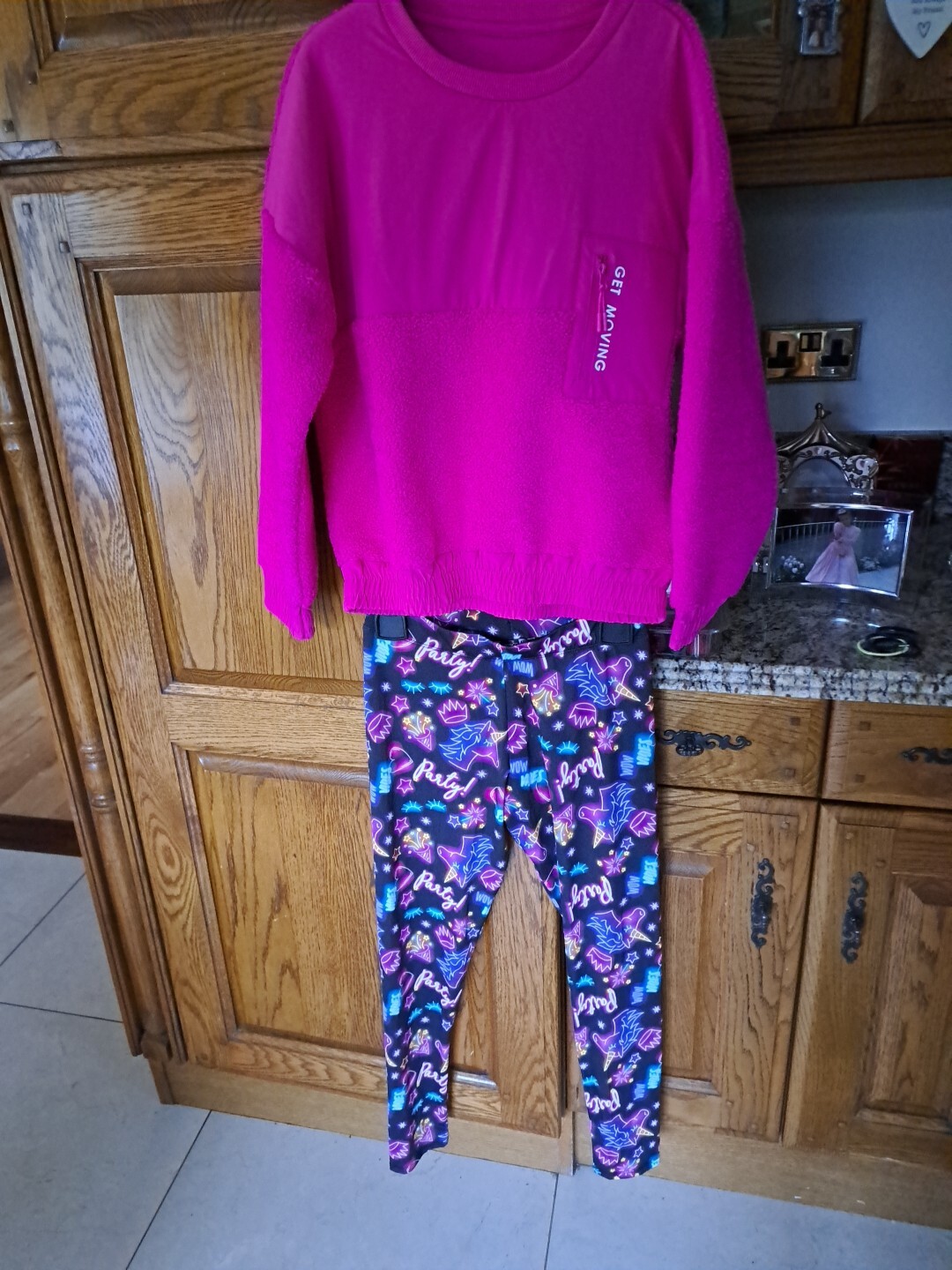 Girls Cerise Pink Fleece Jumper And Leggings 11/12 Used Dunnes Pep@co
