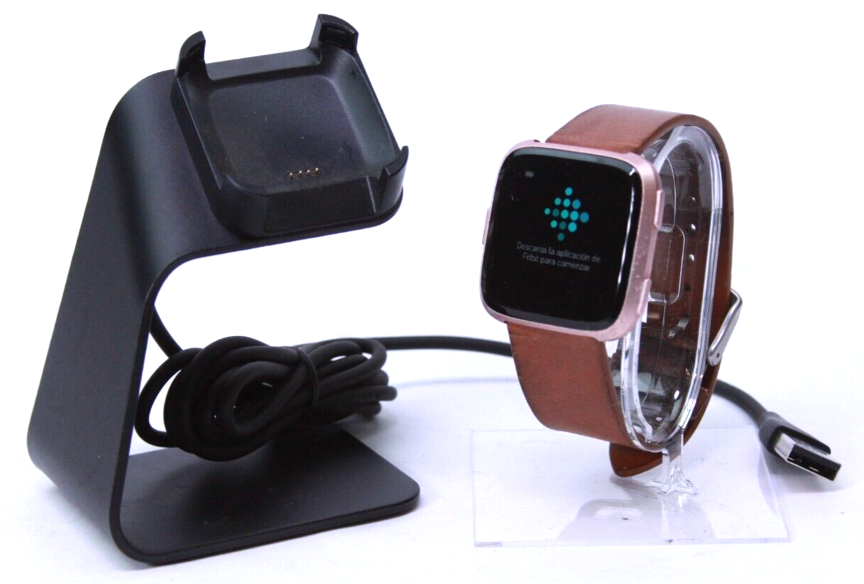 FITBIT Versa 2 FB507 Rose Brown Bluetooth Activity Tracker with Charger Tested-image