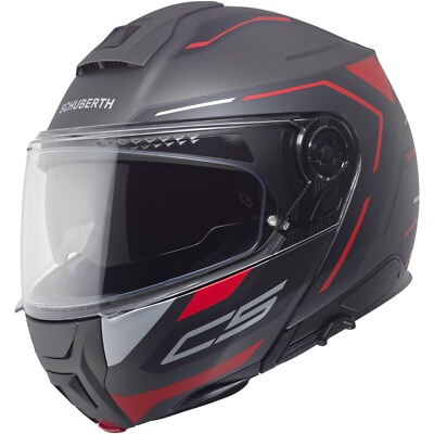 Motorrad Helm 57 (M) - Schuberth C5 Omega Klapphelm - schwarz-rot-grau matt