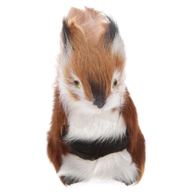Sitting Squirrel Figurine Collection Miniature Furry Animal Plush Toy #3