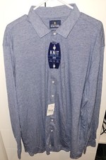 Stafford Knit Slim Fit Navy Diamond Stripe Dress Shirt, 18-18-1/2, 36-37, NEW  