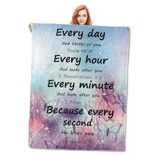 Inspirational Bible Verse Fleece Blanket Gifts for Women Men, 50"x60" Color423