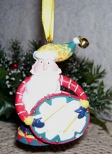 Santa Claus Bell Ornament with Christmas Drum