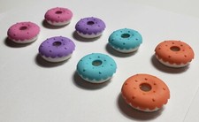 Lot of 8 Multi Color Donuts Rubber Pencil Eraser