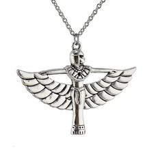 NEW Egyptian Wing Goddess Ma'at Pendant God Charm Silver Necklace Chain Jewelry