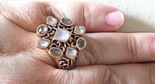 New, Size 6 New Barse Ring Genuine Smoky  Clear Quartz with Copper