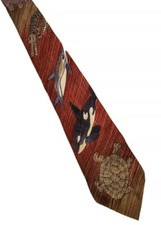 World Wildlife Fund Men's Necktie Sea Life Silk Made In USA 1991