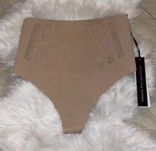 Commando Womens Luxe Control Thong Panty High Waist M Medium Beige New