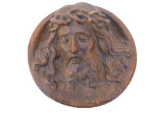 Visage du Christ bois sculpte époque fin 19ème