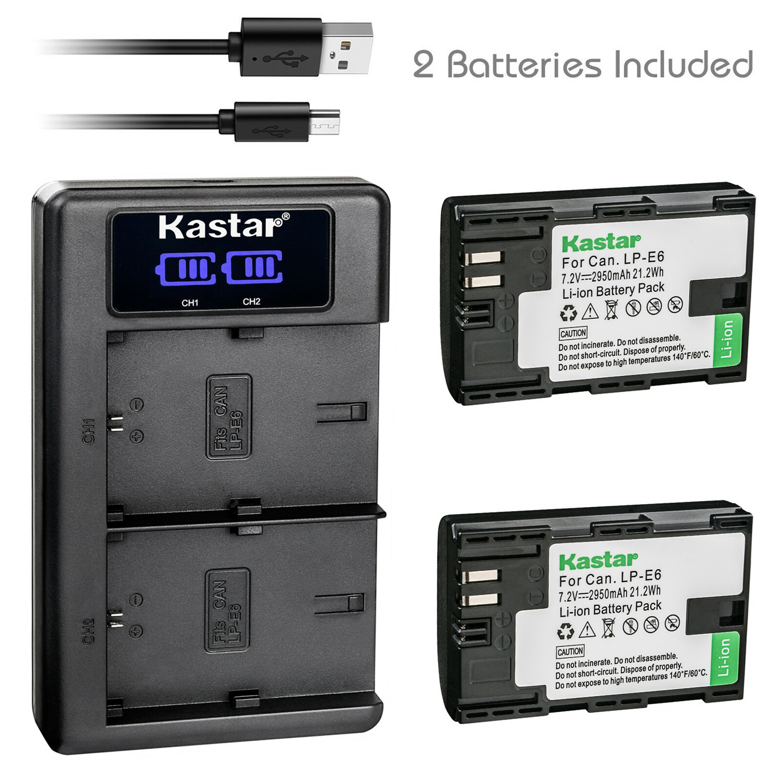 Kastar Battery Charger for Canon LPE6 EOS 6D 7D 7D Mark II 6