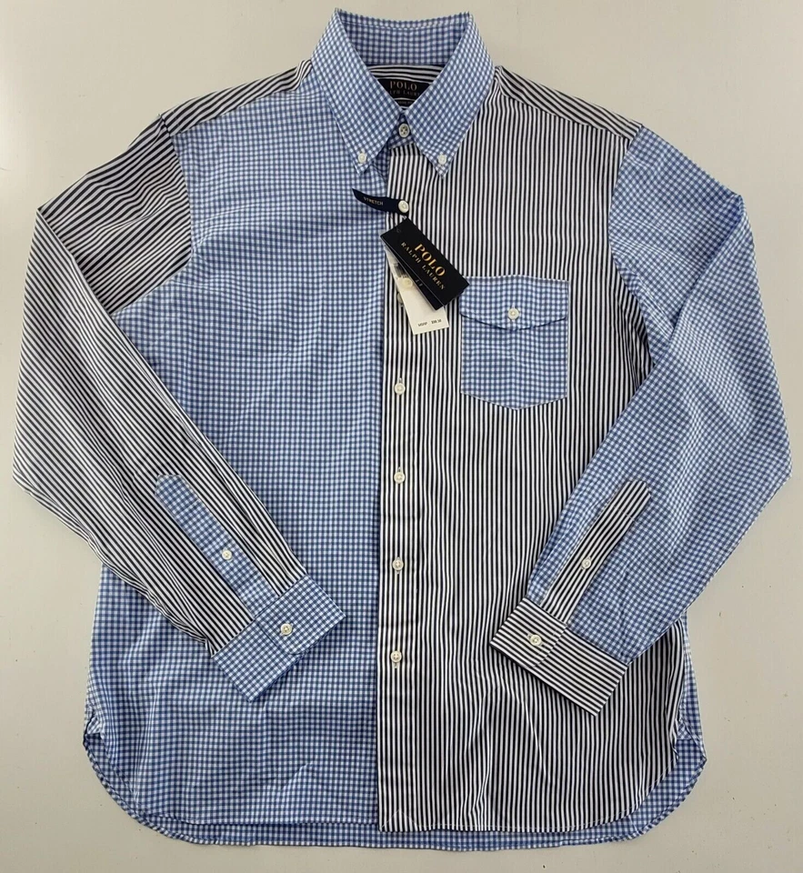 Polo Ralph Lauren Calce Clásico Elastizado Popelina Manga Larga Tejido Divertido Camisa Talla M Foto 2 de 3